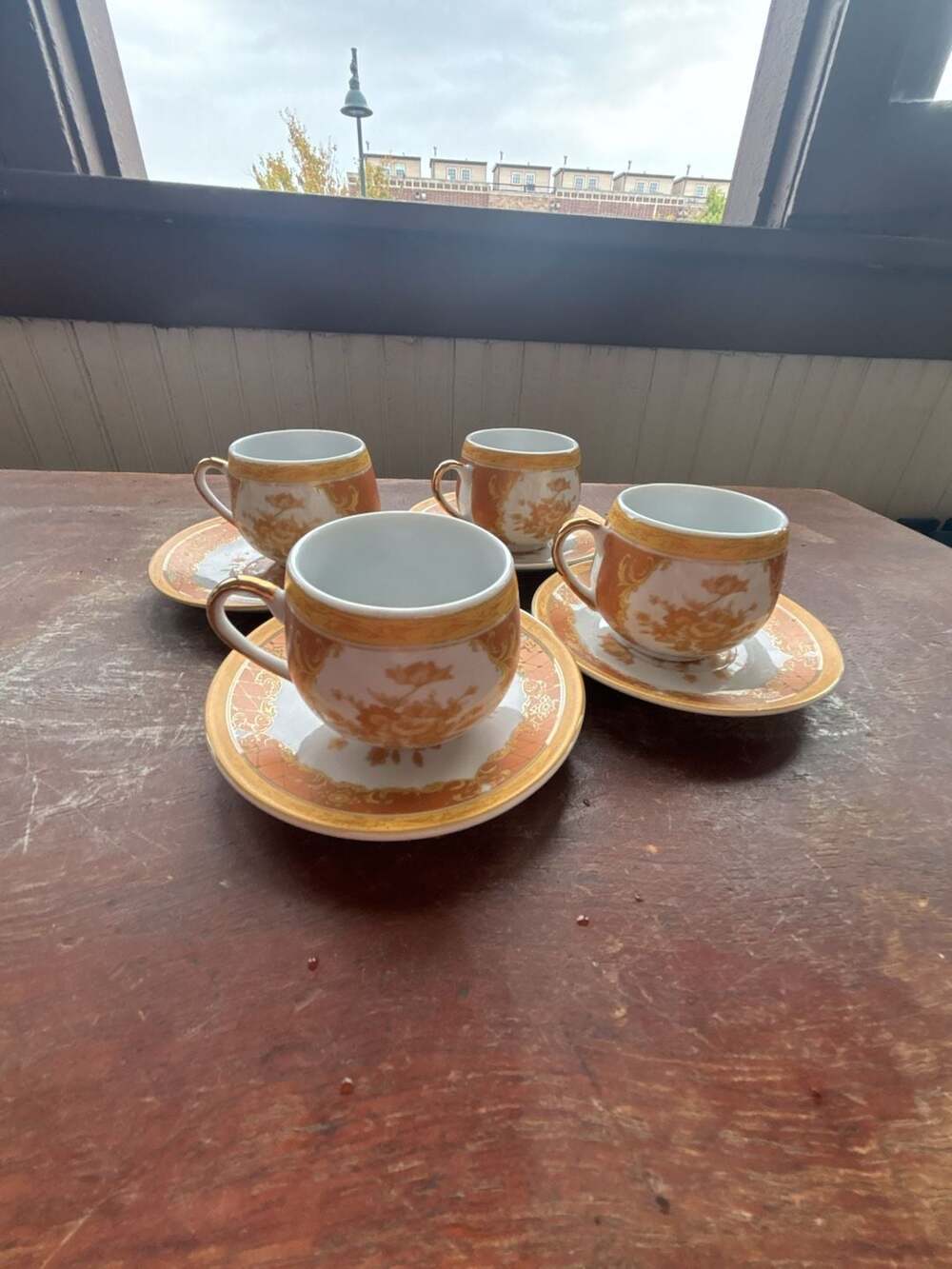 Orange Gold Demitasse Coffee Tea Espresso Cup and Saucer Set